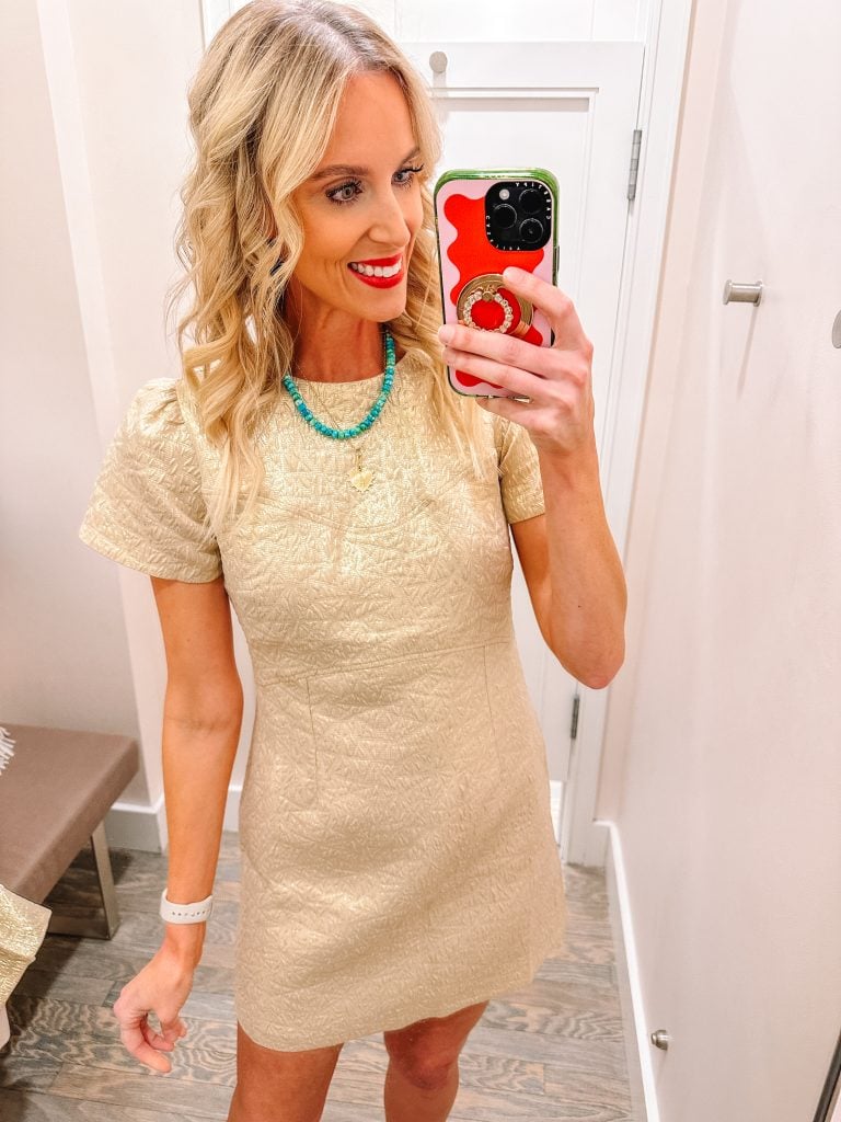 I have a HUGE LOFT try on haul for you with ELEVEN outfit ideas complete with holiday outfit ideas and winter outfits. From dressy to casual, festive and fun, I have it all! How gorgeous is this gold dress?!