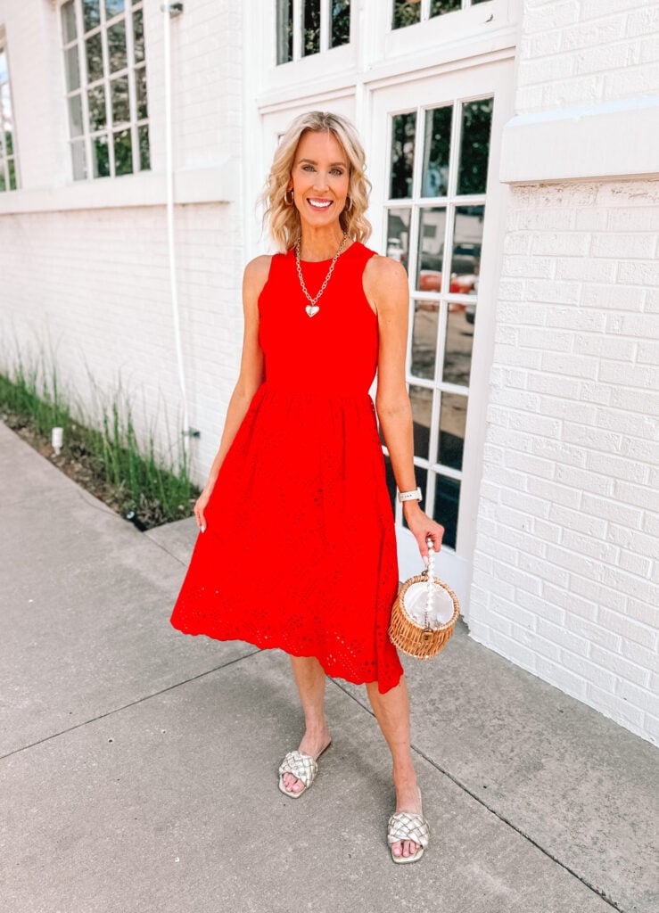 I'm rounding up some fun Amazon vacation dresses all cute and affordable! You will love this mixed media eyelet dress! 
