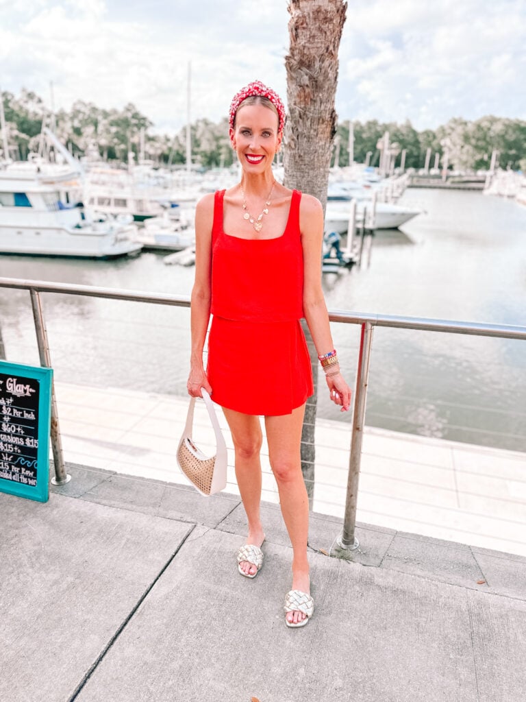 I'm rounding up what I wore at the beach including cute sets, dresses, travel looks and more! I love this linen set with a skort bottom!
