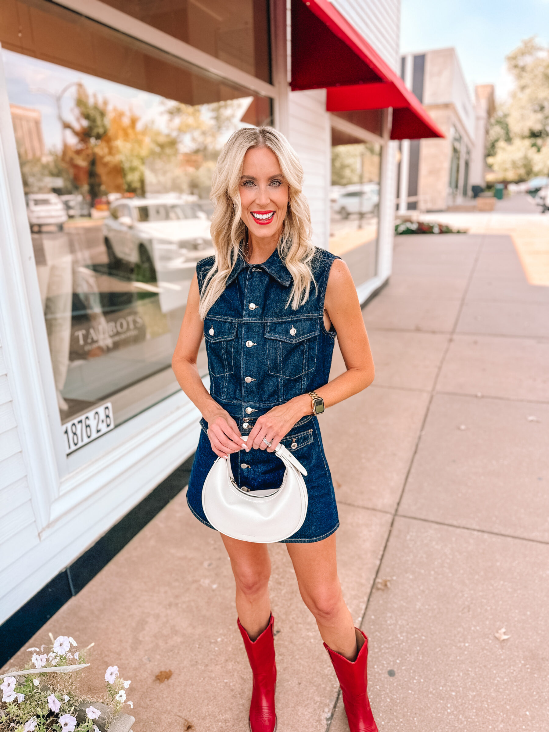 Matching Jean Skirt and Vest Outfit - Straight A Style